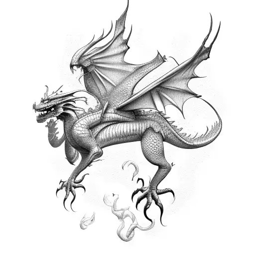 dragon and gryphon flying together tattoo design idea