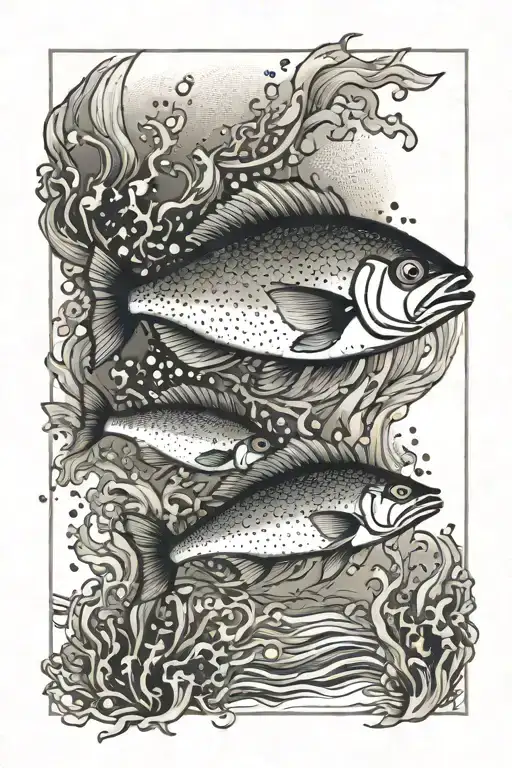 ocean fish sunsets tattoo design idea