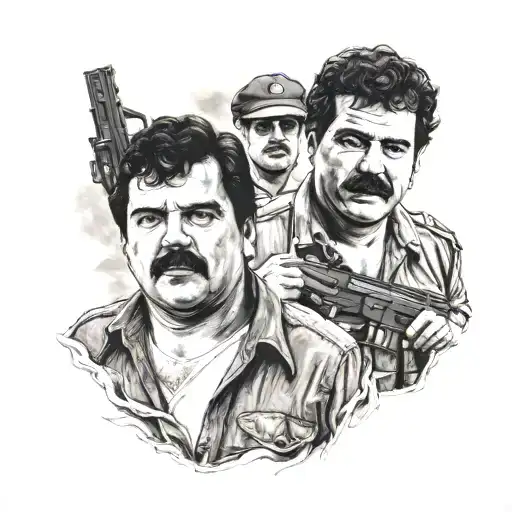 Pablo Escobar and El Chapo tattoo design idea