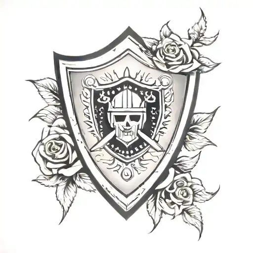 raiders shield with rose tattoo design idea