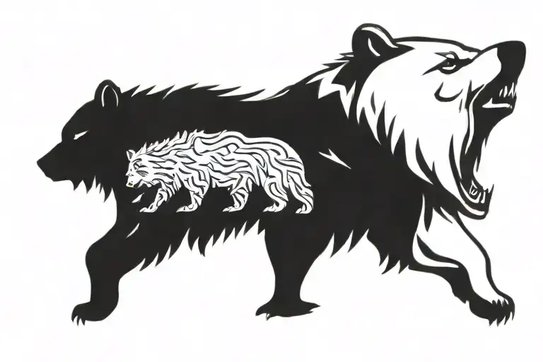 bears wolfs howling tattoo design idea