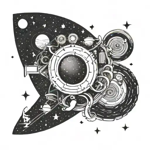 A space-themed music note with post malone lyrics tattoo design idea