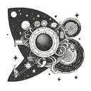 A space-themed music note with post malone lyrics tattoo design idea