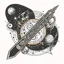 A space-themed music note with post malone lyrics tattoo design idea