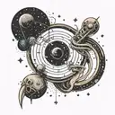 A space-themed music note with post malone lyrics tattoo design idea