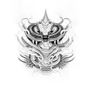Demons faces with shadows and some animals as snakes and tarantulas. tattoo design idea