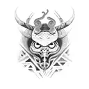 Demons faces with shadows and some animals as snakes and tarantulas. tattoo design idea