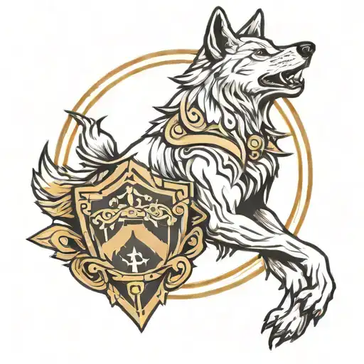 wolf and shield tattoo design idea