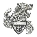 wolf and shield tattoo design idea