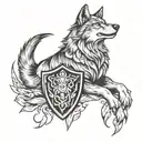 wolf and shield tattoo design idea