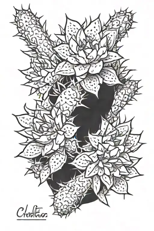 cholla cactus tattoo design idea
