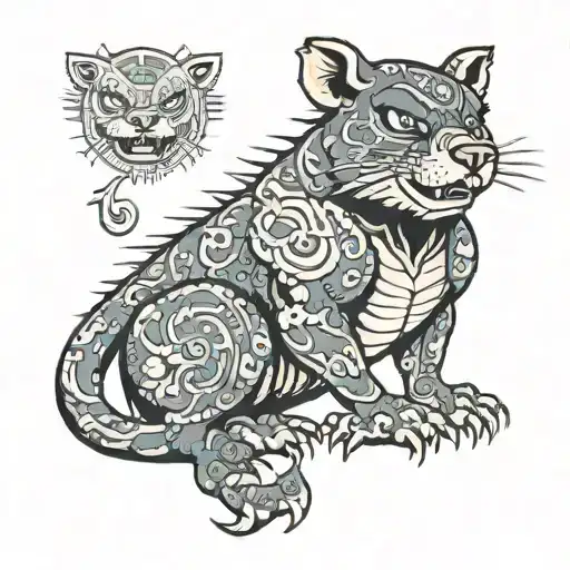 Tazmanian devil with a stock market ticker wrapped around him like he tattoo design idea