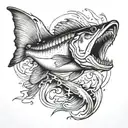 snook chasing bait realism tattoo design idea