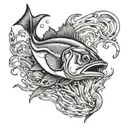 snook chasing bait realism tattoo design idea