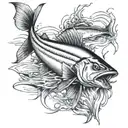 snook chasing bait realism tattoo design idea
