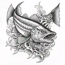 snook chasing bait realism tattoo design idea