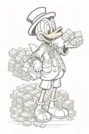 Donald Duck with bags of money and coins tattoo design idea