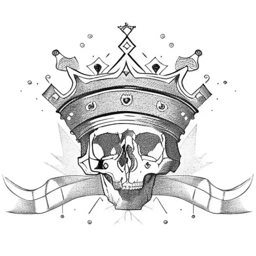 two skulls of king and queen with crowns and red thread among them tattoo design idea