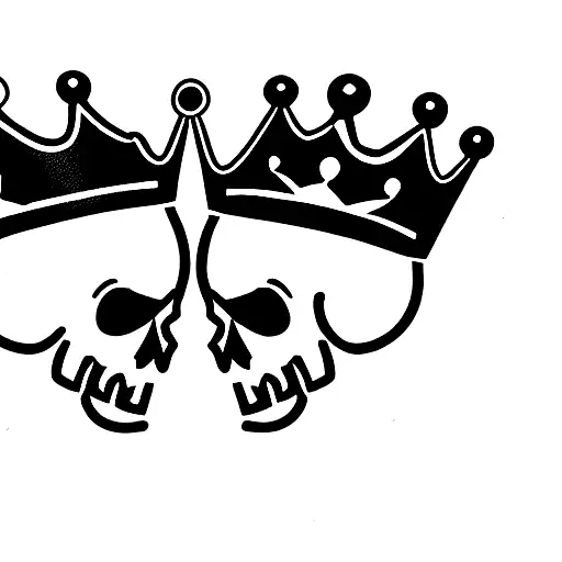 king and queen skulls with crowns and red thread among them tattoo design idea