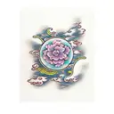 dragon moon flowers clouds  tattoo design idea