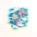 dragon moon flowers clouds  tattoo design idea