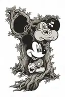 Tree With Mickey Mouse head outline Intertwined Into The tattoo design idea