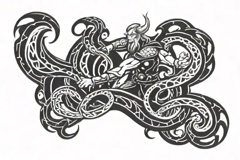 thor battling midgard serpent tattoo tattoo design idea