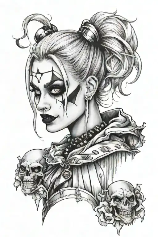 harley quinn horror tattoo design idea
