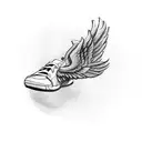 running shoe with wings tattoo design idea