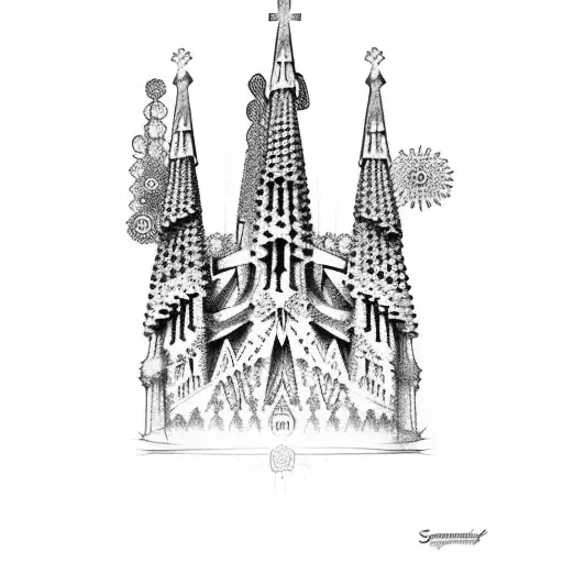 sagrada familia barcelona tattoo design idea