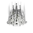 sagrada familia barcelona outline tattoo design idea