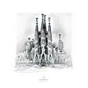 sagrada familia barcelona outline tattoo design idea