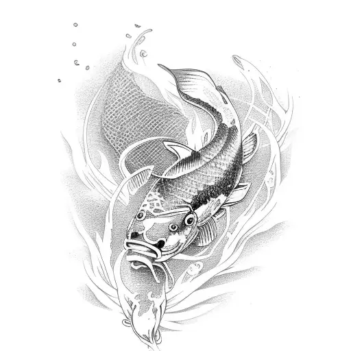 Koi fish and eagle tattoo design idea