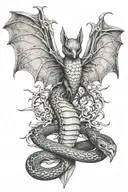 snake bat with spread wings tattoo design idea