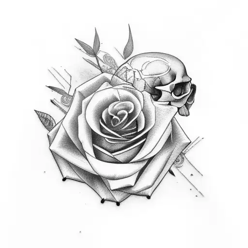 Rose, Bird, and Skull, Neck Tattoo tattoo design idea