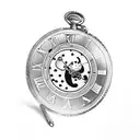 pocket watch with a white rabbit running on the face tattoo design idea