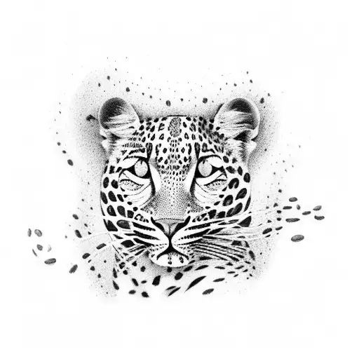 A leopard print manicure with coffee beans in dotwork style tattoo design idea