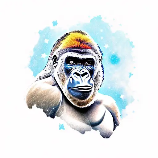 gorilla under Virgo stars tattoo design idea