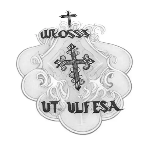 a cross with the words ultreia et suesia tattoo design idea