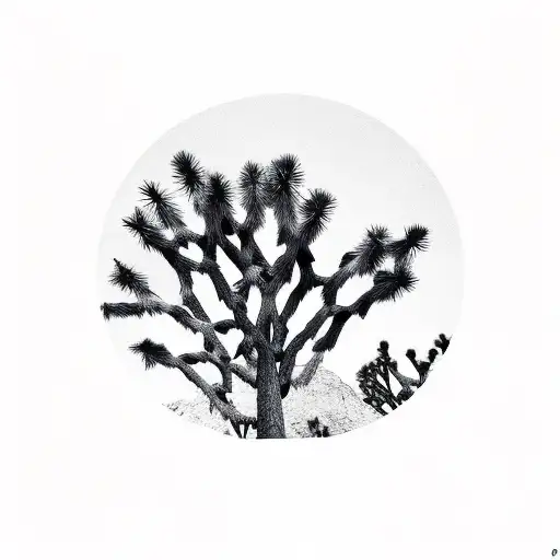 Joshua tree national park, skyscraper building, palm tree, number 23 tattoo design idea