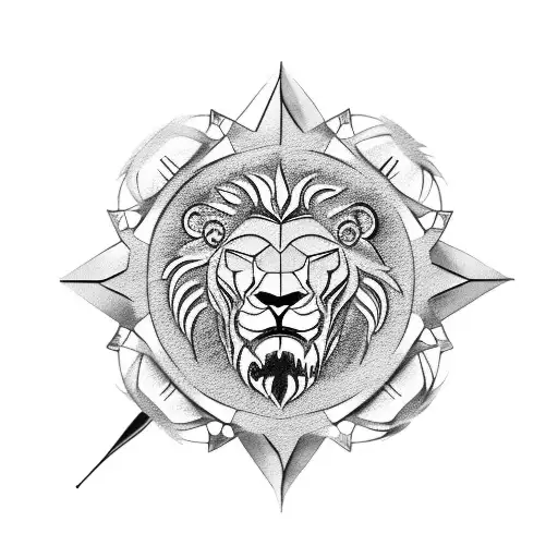 rose lion compass bear clock  tattoo design idea