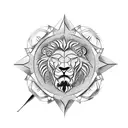 rose lion compass bear clock  tattoo design idea