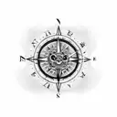 rose lion compass bear clock  tattoo design idea