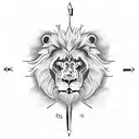 rose lion compass bear clock  tattoo design idea