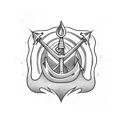Ocean Wave Boat Anchor tattoo design idea
