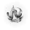 Ocean Wave Boat Anchor tattoo design idea