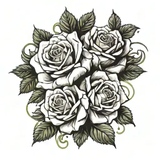 a tattoo on the left forearm, several roses entwine the forearm, with a few discreet thorns. At the wrist an impression  tattoo design idea