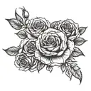 a tattoo on the left forearm, several roses entwine the forearm, with a few discreet thorns. At the wrist an impression  tattoo design idea