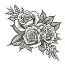 a tattoo on the left forearm, several roses entwine the forearm, with a few discreet thorns. At the wrist an impression  tattoo design idea