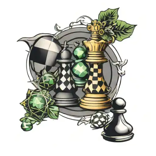 chess and math themed tatoo tattoo design idea